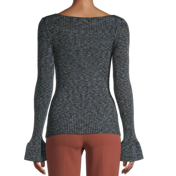 Theory Cabled Print Rib Boat Neck Top in Multicolor - Picture 2 of 6